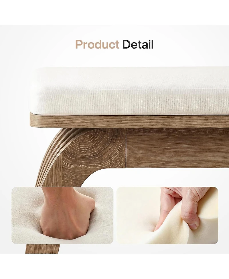 Tribesigns Solid Wood Dining Bench,Kitchen Bench with Rubberwood Legs