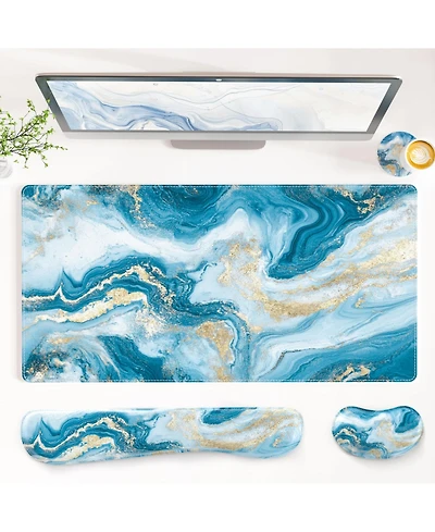Lofree 4 1 Pu Leather Desk Mat Set Wrist Rest Coaster Non Slip Office Gaming Accessories