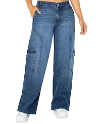 Celebrity Pink Juniors' Mid-Rise Wide-Leg Cargo Jeans
