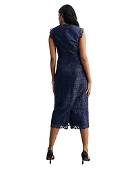 The Fold Women's Valencia Lace Scalloped Fit-and-Flare Midi Dress