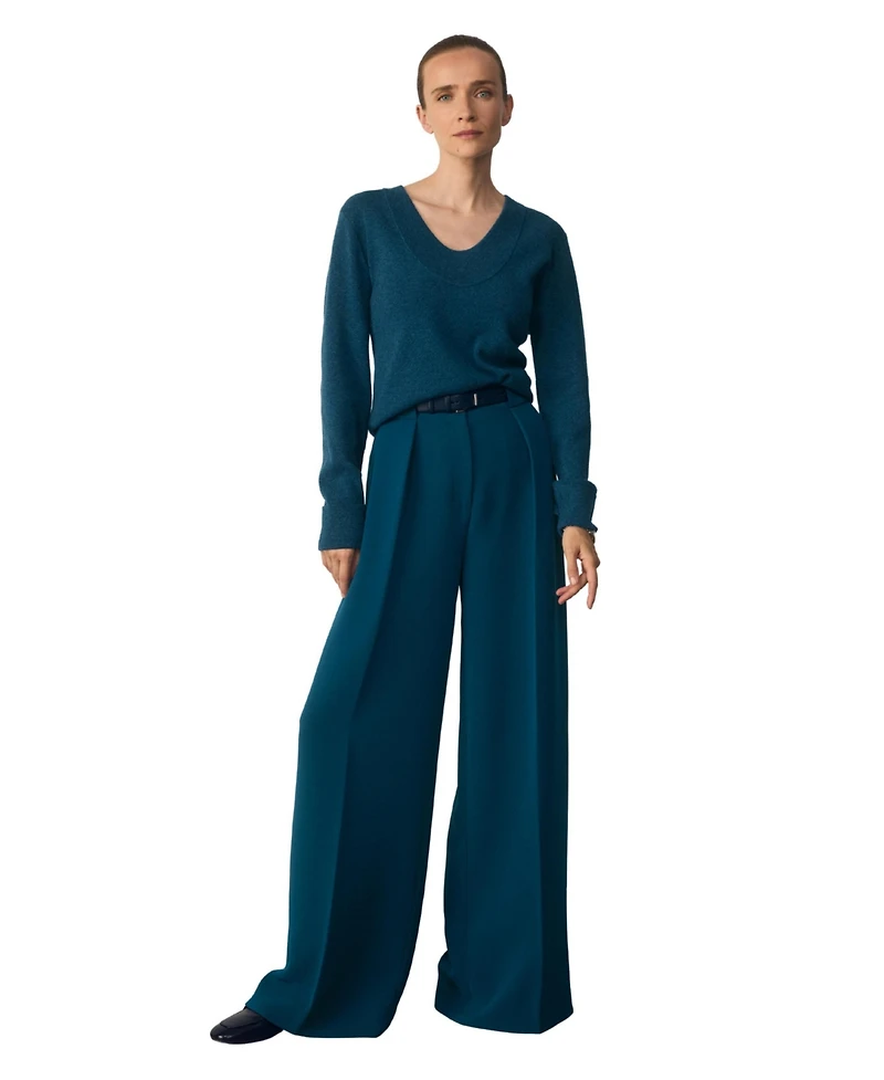 The Fold Women's Lyon High-Rise Palazzo Wide-Leg Pants