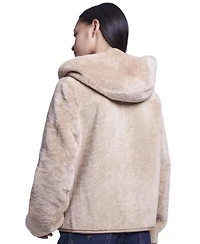Blue Duck Women's Hooded Cropped Reversible Shearling Jacket