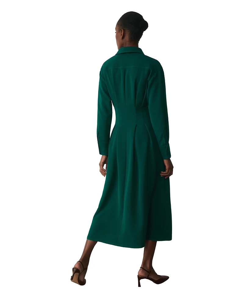 The Fold Women's Amara Long-Sleeve A-Line Midi Shirt Dress