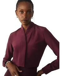 The Fold Women's Bowery Stretch Silk V-Neck Long-Sleeve Blouse