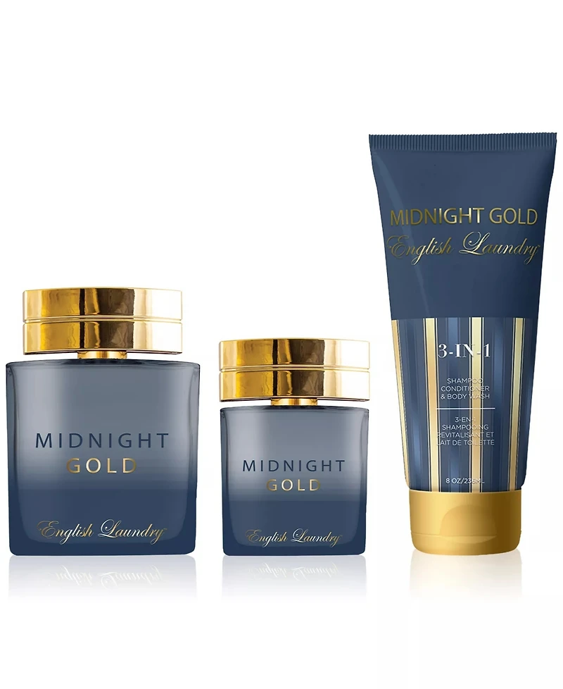 English Laundry Men's 3 Piece Midnight Gold Eau de Parfum Gift Set