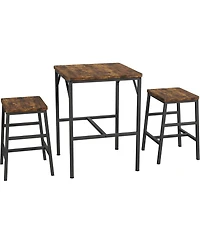 homfan Space-Saving 3-Piece Dining Table Set for 2 - Square High Top with Stools, Compact Bistro Apartments and Small Space