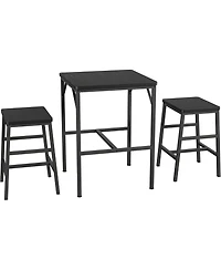 homfan Space-Saving 3-Piece Dining Table Set for 2 - Square High Top with Stools, Compact Bistro Apartments and Small Space