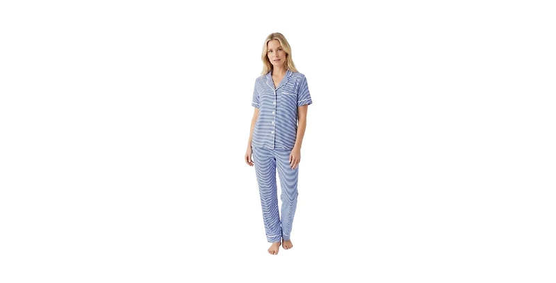 Motette Women's Cobalt Stripe Matching Family Short-Sleeve Pajama Set