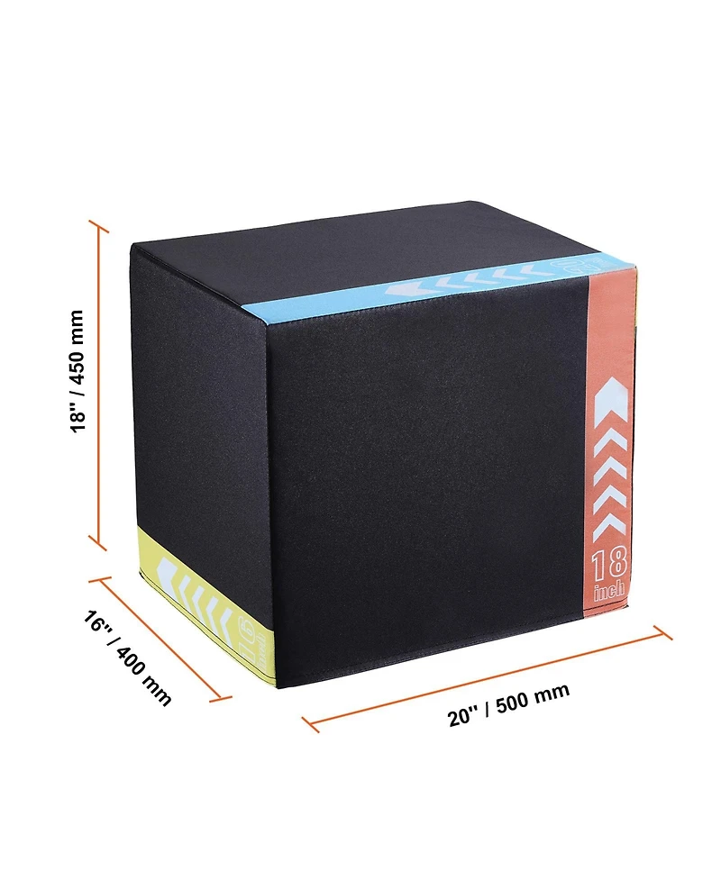 Sevorley 3-in-1 Soft Plyo Box, 20/18/16 in Adjustable Plyometric Jump Box for Home Gym