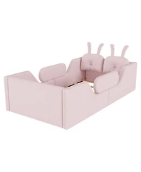 Streamdale Furniture Twin Upholstered Platform Bed with Rabbit Cushion and Side Rails