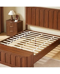 Streamdale Furniture Queen Wood Platform Bed with Footboard Bench and Storage