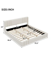 Streamdale Furniture King Size Upholstered Platform Bed Frame