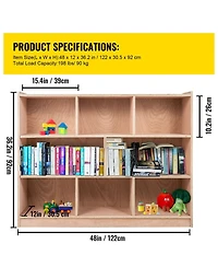 Slickblue Rolling Cubby Storage Cabinet with 8 Cubbies, 3-Shelf Organizer for Preschool and Classroom