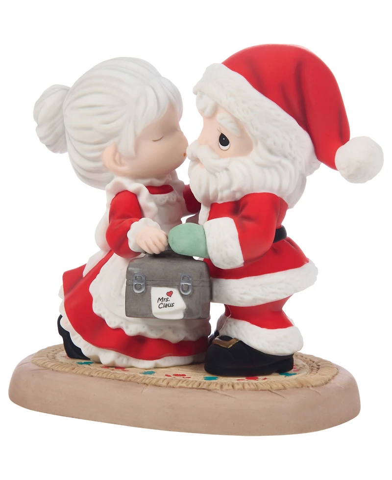 Precious Moments Santa Mrs. Claus Kissing Figurine