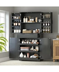 Streamdale Furniture 72" Fluted Kitchen Pantry Cabinet with 6 Doors and 3 Drawers