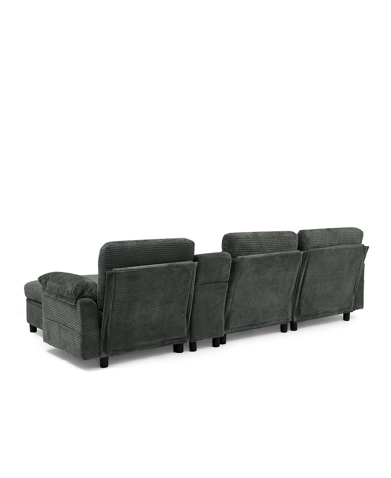 Streamdale Furniture Modern Modular Sectional L-Sofa with Storage and Cup Holders