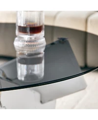 Streamdale Furniture Artistic Cross X-Shaped Tempered Glass and Marble Coffee Table