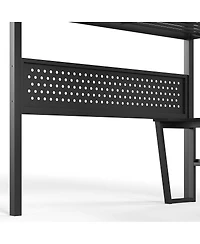 Streamdale Furniture Queen Metal Loft Bed with Desk, Stairs, Led and Storage Drawers