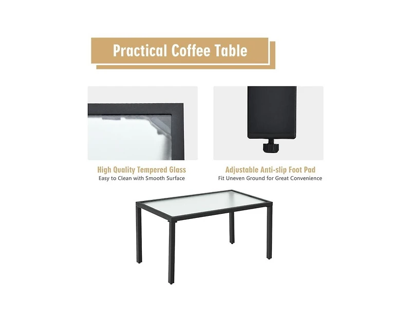 Boyel Living 4-piece Patio Furniture Set Sofa Coffee Table Steel Frame Garden