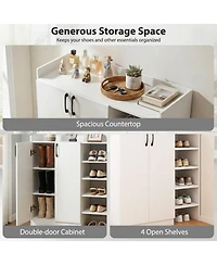 Sugift Shoe Storage Cabinet for Entryway with 2 Doors and Adjustable Inner Shelves