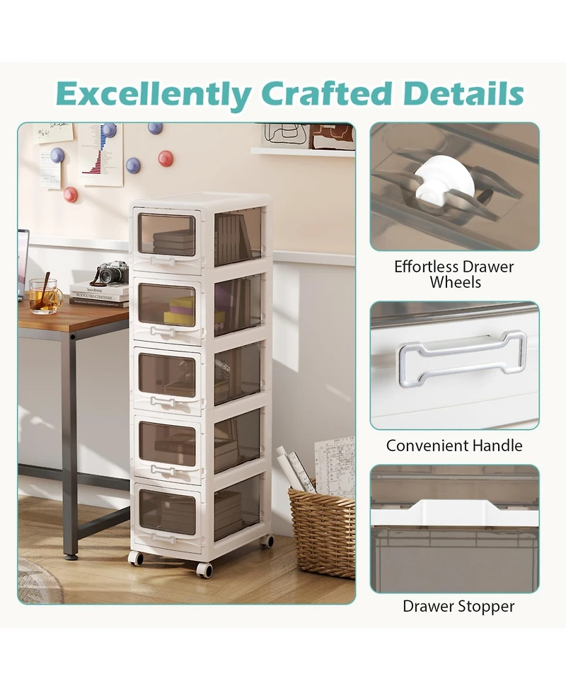 Mecale Drawer Rolling Storage Organizer Cart with Locking Wheels