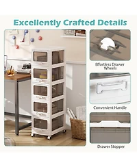 Mecale Drawer Rolling Storage Organizer Cart with Locking Wheels