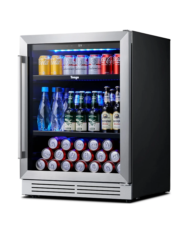 Yeego Beverage Refrigerator, 180 Cans Beverage Cooler, 24 inch , 34-54 , Built-in Beverage Fridge, Glass Door, for Home