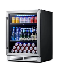 Yeego Beverage Refrigerator, 180 Cans Beverage Cooler, 24 inch , 34-54 , Built-in Beverage Fridge, Glass Door, for Home
