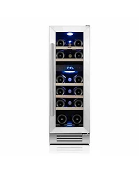 Yeego 12 Inch Wine Fridge Cooler 40degree(s)F-65degree(s)F Dual Zone 17 Bottles Right-Hinged,For White/Red Wine,Champagne With Glass Door,Lights