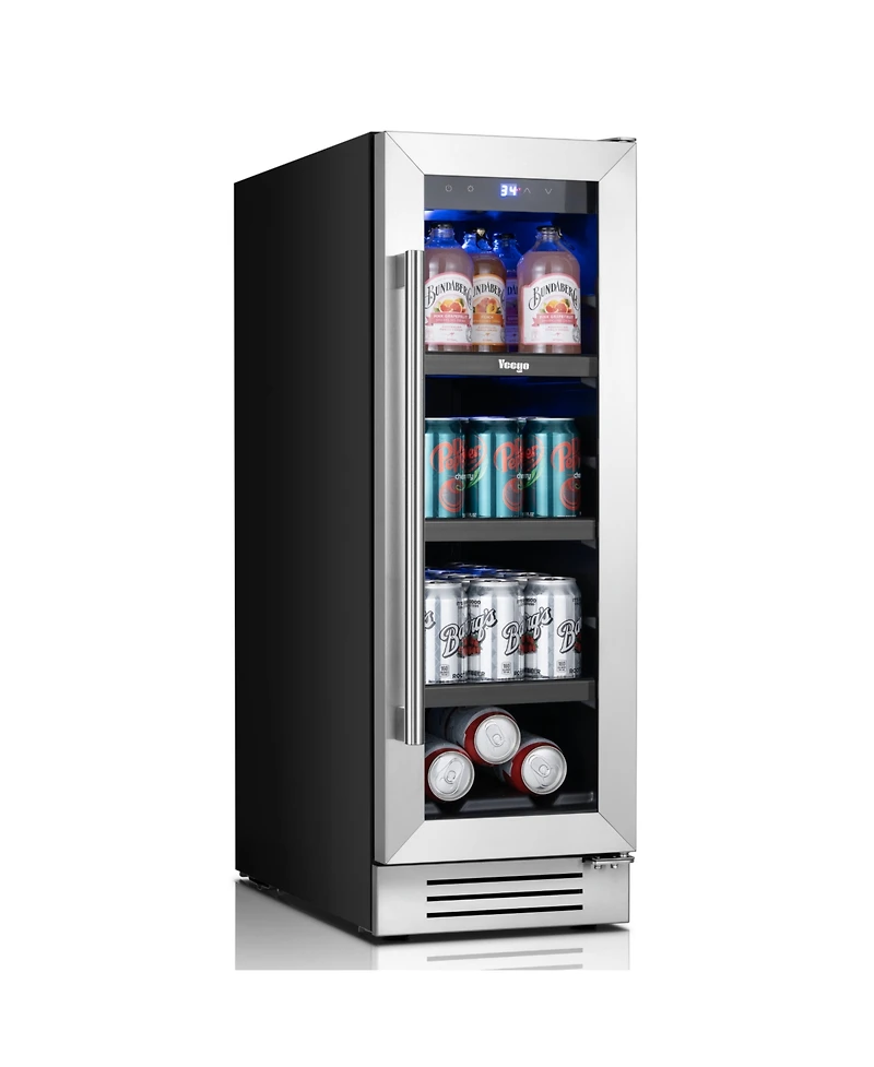 Yeego 12 Inch Beverage Refrigerator Hold 60-80 Cans,Soda,Beer,Drink Mini Fridge 34degree(s)F-54degree(s)F Drink Cooler Home,Bar Freestanding/Built-in