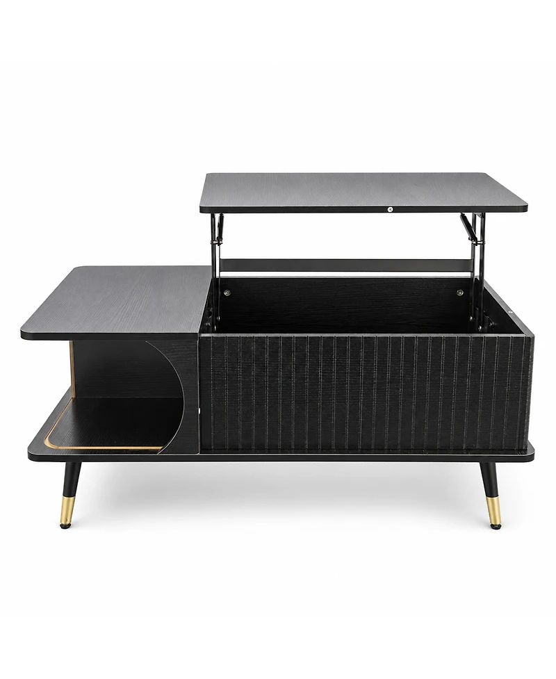 Streamdale Furniture Wood Lift Top Coffee Table with Hidden Compartment and Storage Shelf