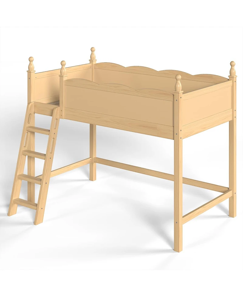 Streamdale Furniture Twin Wood Loft Bed with Ladders and Under-Bed Space