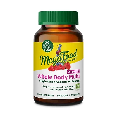 MegaFood Whole Body Multivitamin for Women with Methyl B12 and Methylfolate, Daily Energy and Immune Support, 90 Ct