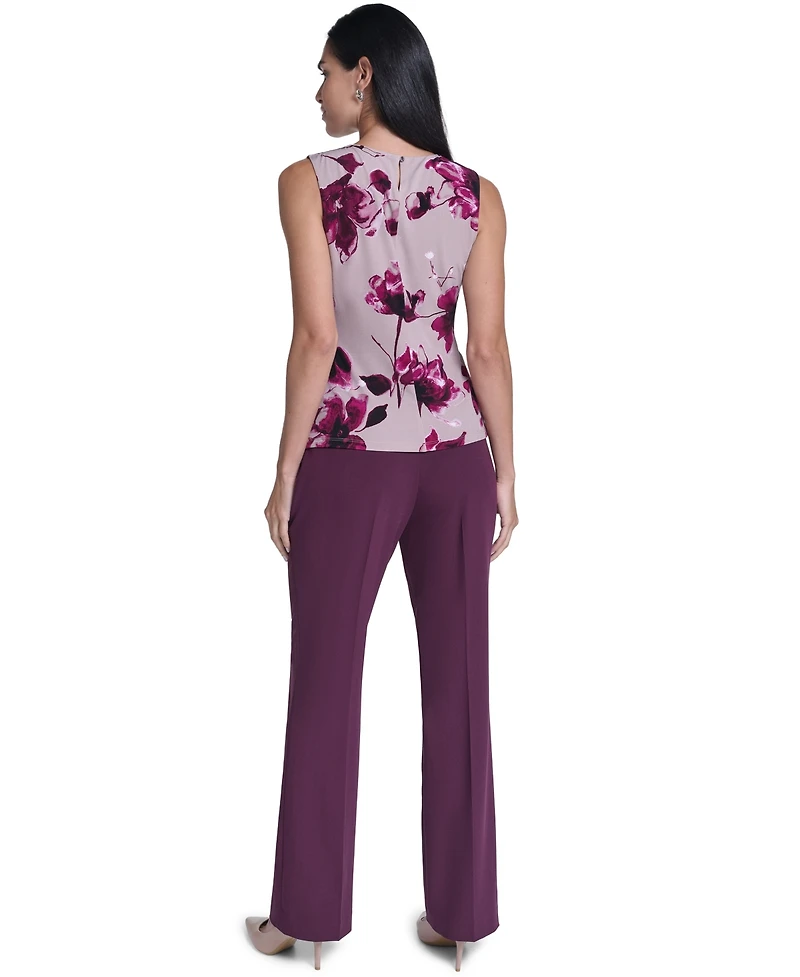 Calvin Klein Women's Floral-Print Sleeveless Blouse