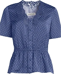 Lands' End Plus Short-Sleeve Peplum V-Neck Blouse