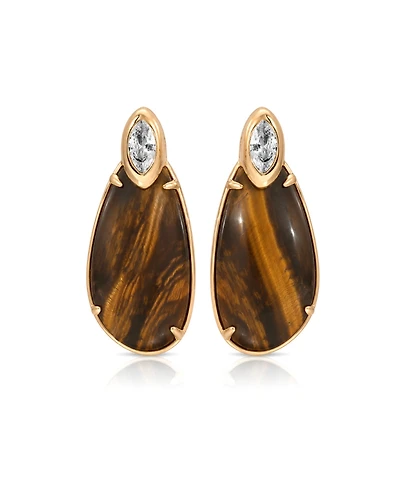 Ettika 18k Gold-Plated Majestic Stone Earrings