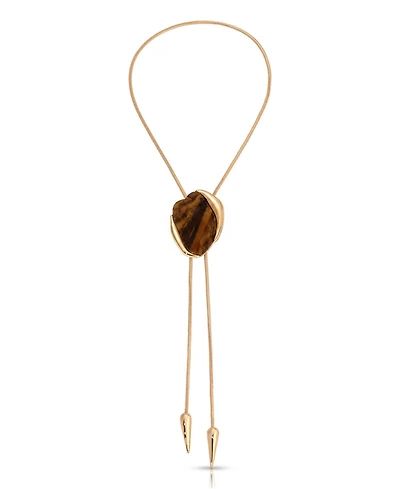Ettika 18k Gold-Plated Tiger's Eye Statement Bolo Necklace