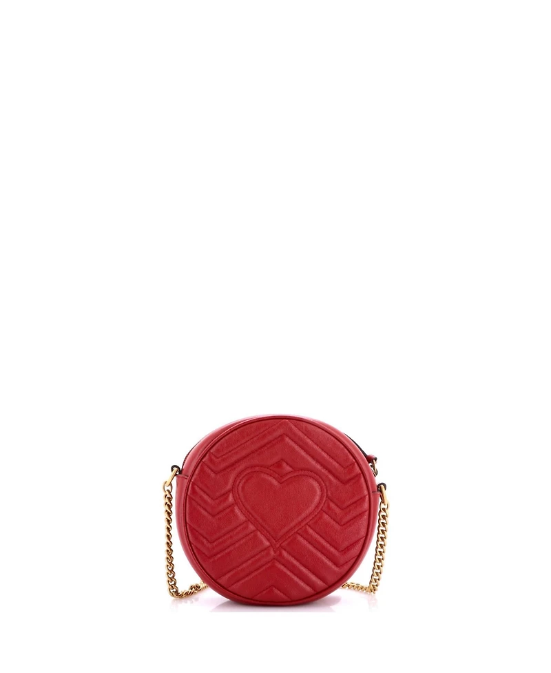 Pre-Owned Gucci Mini Gg Marmont Round Shoulder Bag Matelasse Leather