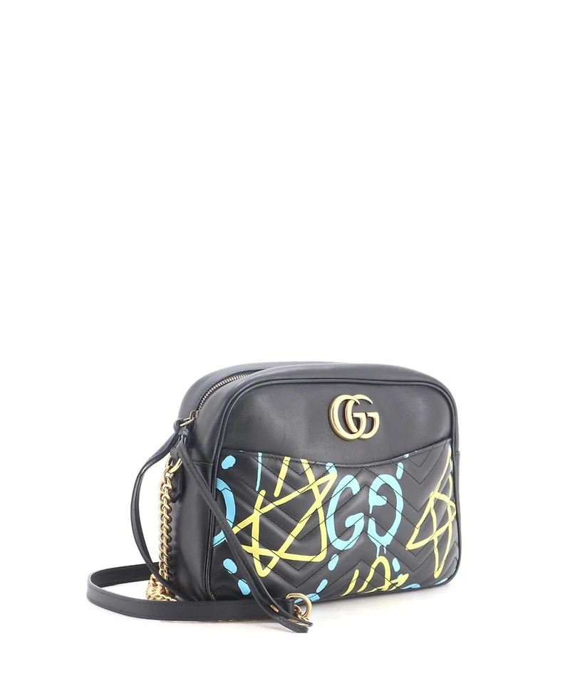 Pre-Owned Gucci Medium Gg Marmont Shoulder Bag GucciGhost Matelasse Leather