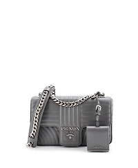 Pre-Owned Prada Medium Chain Flap Shoulder Bag Diagramme Quilted Leather