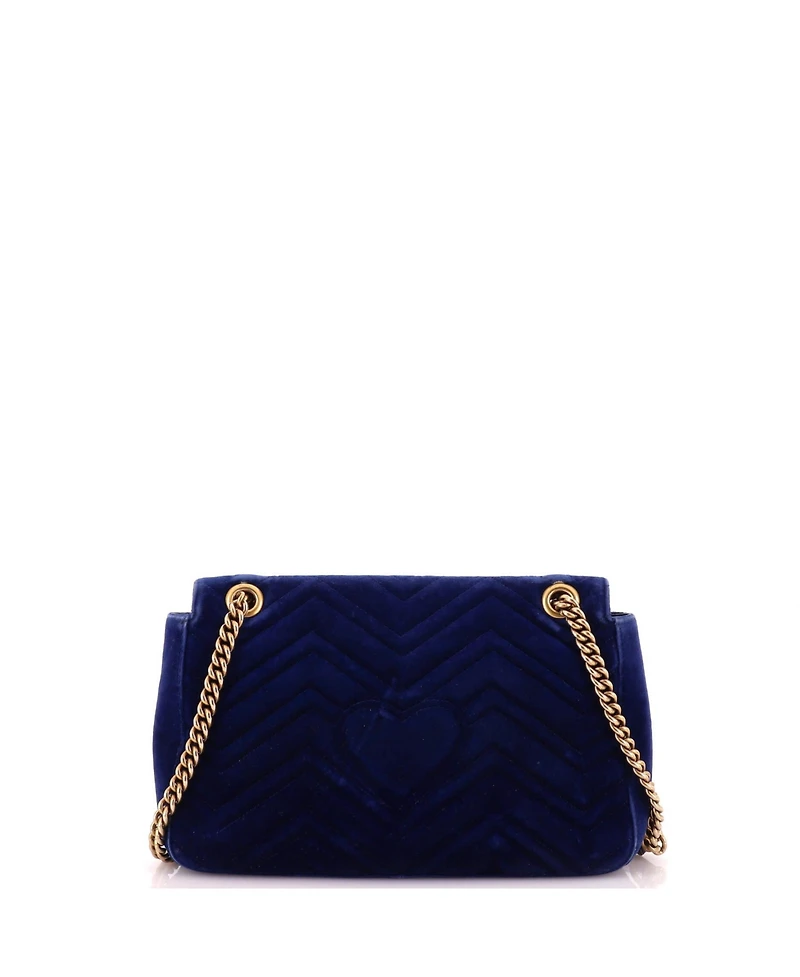 Pre-Owned Gucci Medium Gg Marmont Flap Bag Embroidered Matelasse Velvet