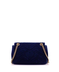 Pre-Owned Gucci Medium Gg Marmont Flap Bag Embroidered Matelasse Velvet
