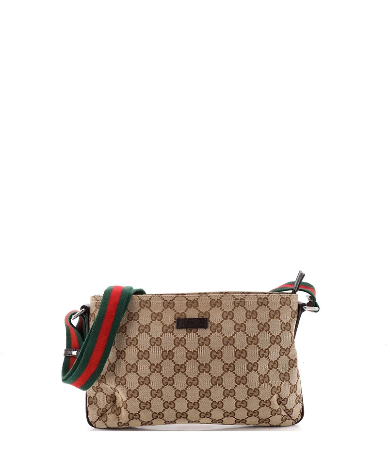 Pre-Owned Gucci Small Web Strap Messenger Bag Gg Canvas