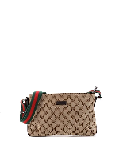 Pre-Owned Gucci Small Web Strap Messenger Bag Gg Canvas