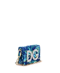 Pre-Owned Dolce and Gabbana Small Dg Girls Flap Bag Metallic Fabric