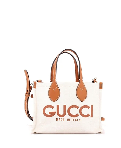 Pre-Owned Gucci Small Logo Shopper Tote Printed Canvas
