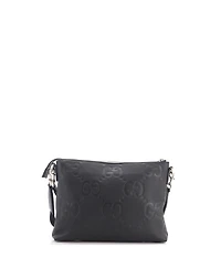Pre-Owned Gucci Medium Zip Messenger Bag Jumbo Gg Embossed Leather