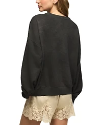Lucky Brand Women's Long-Sleeve Crewneck Embroidered Sweatshirt