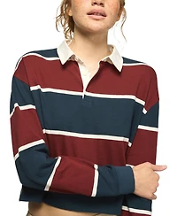 Lucky Brand Women's Long-Sleeve Striped Polo Shirt