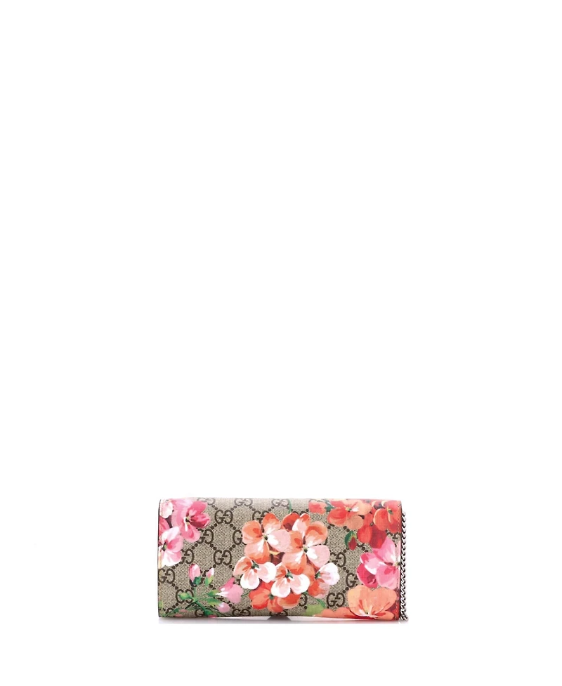 Pre-Owned Gucci Long Dionysus Chain Wallet Blooms Print Gg Coated Canvas